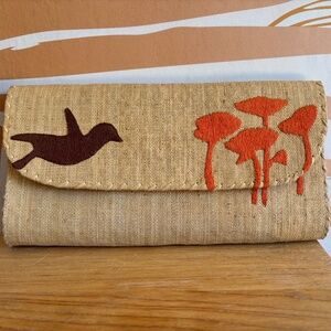 Mad Imports Handmade Raffia Clutch – Bird & Tree Embroidery